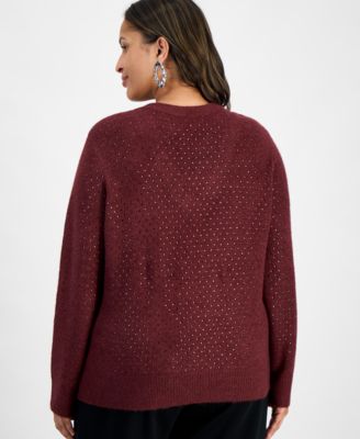 Plus Size Embellished V-Neck Sweater, Macy's Exclusive 