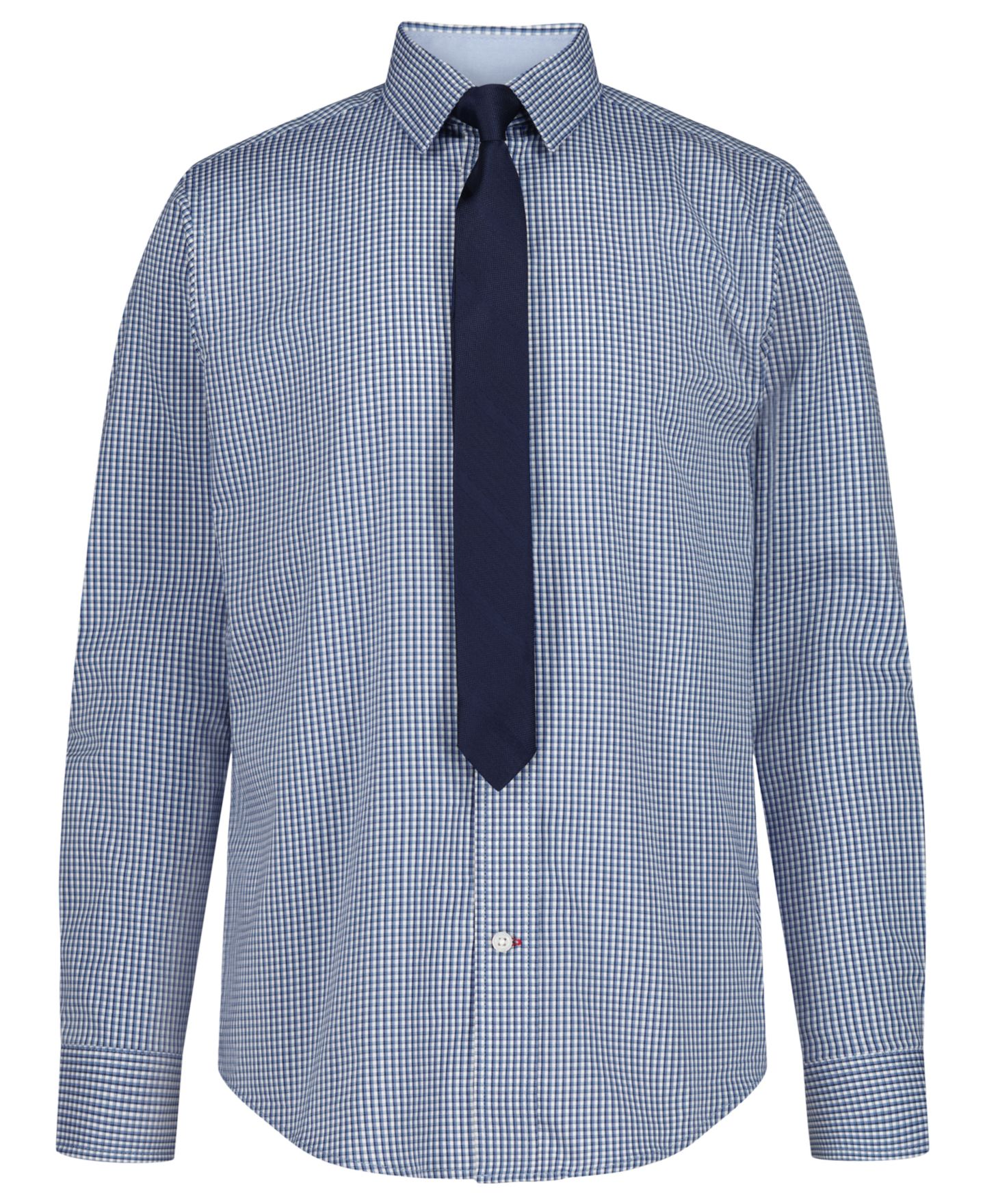 Рубашка Tommy Hilfiger Long Sleeve Stretch Murray Check Dress Shirt & Tie для мальчиков, цвет: Синий — фото 6