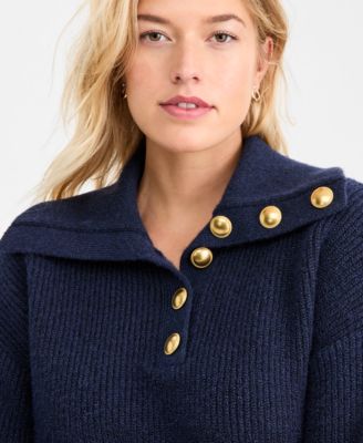 Women's Collared Button Pullover Sweater, Macy's Exclusive