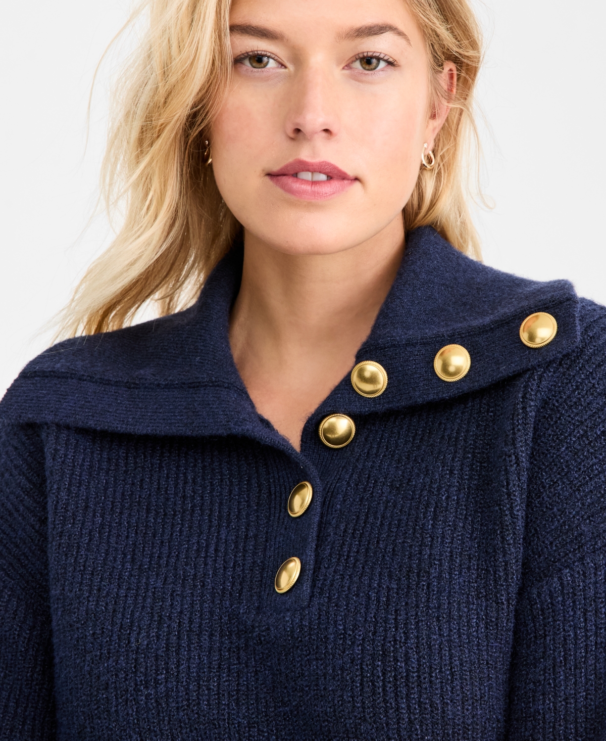 On 34th Women's Collared Button Pullover Sweater, Macy's Exclusive In Blue
