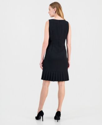 Women's Stretch-Crepe Pleat-Hem Sheath Dress, Regular & Petite 