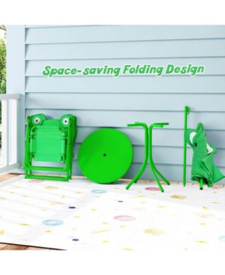 Kids Picnic Table & Chair Set with 2 Folding Chairs & Height Adjustable Umbrella