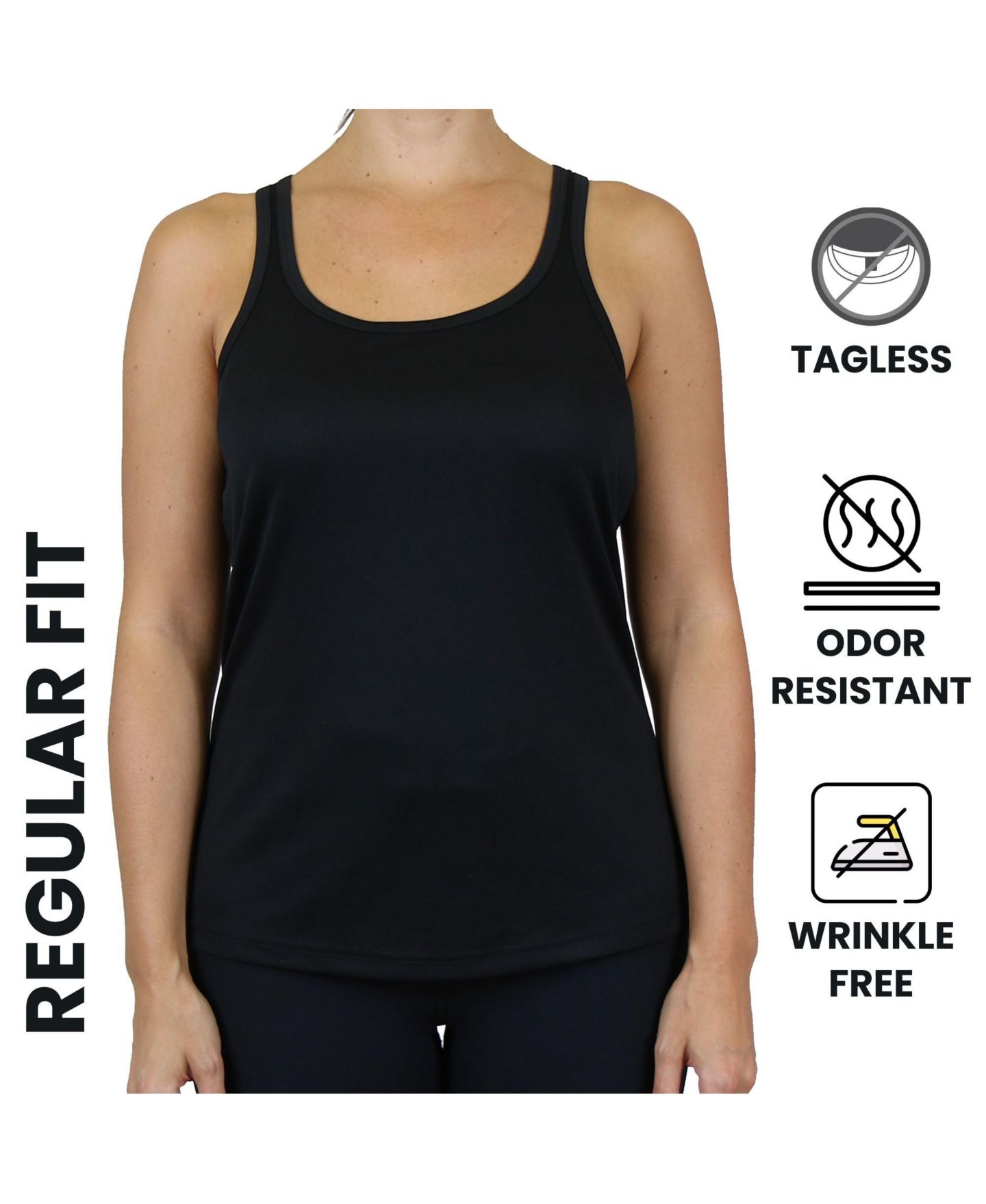 Женские топы Galaxy By Harvic Moisture Wicking Racerback Tanks-3 Pack, цвет: Чёрный тёмно-синий угольный — фото 2