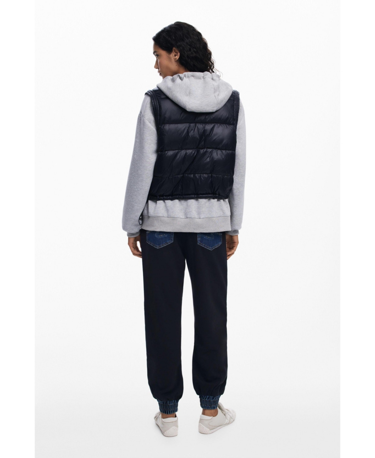 Desigual Layered Zip Hoodie In Gray