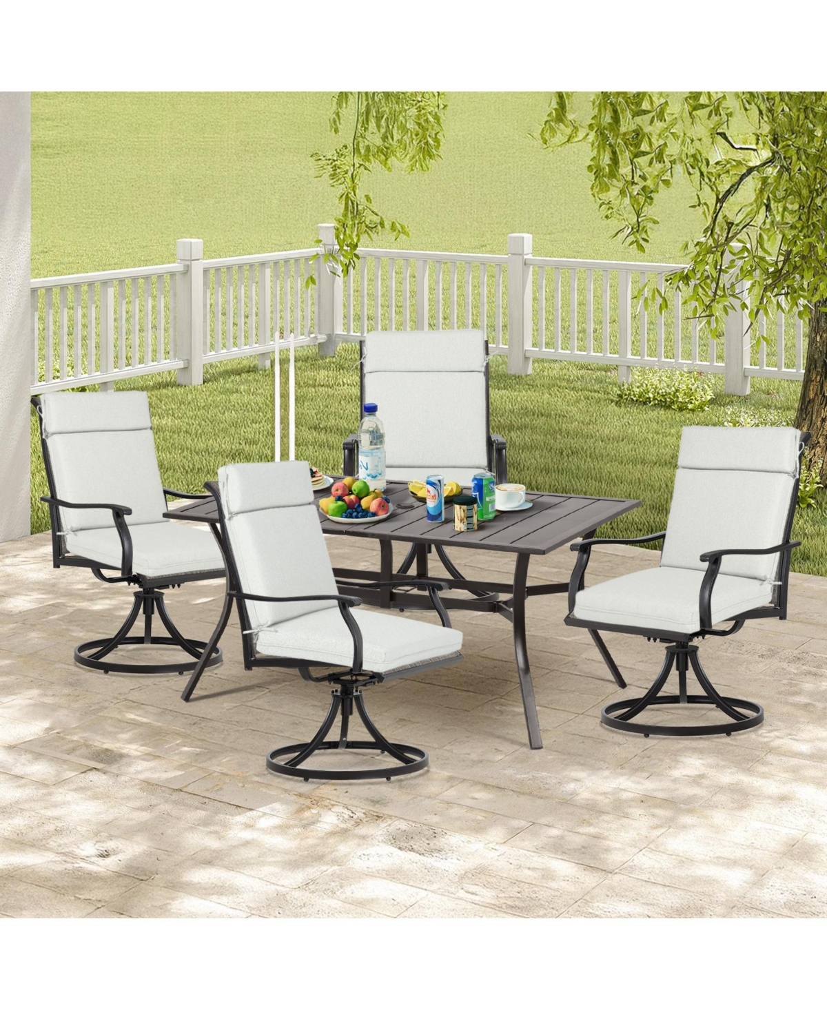 Aoodor Outdoor Dining Chair cushion Set, 37"x20"x2.8" High back with Ties and Zipper