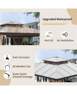 11.9-ft x 11.9-ft Hardtop Gazebo Brown with Hardtop Roof