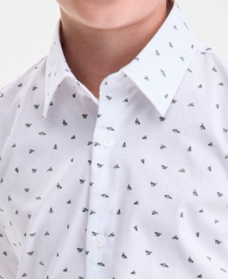 Boys 8R-20R White and Green Planes Classic Shirt