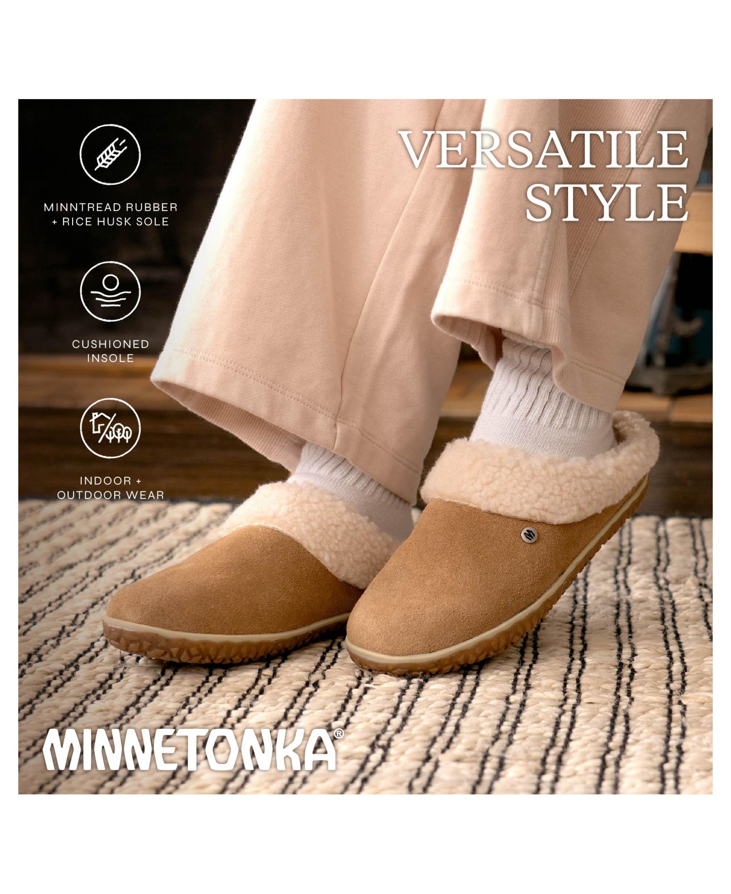 Женские тапочки Minnetonka Spruce Suede Berber Lined Slippers, цвет: Коричный — фото 8