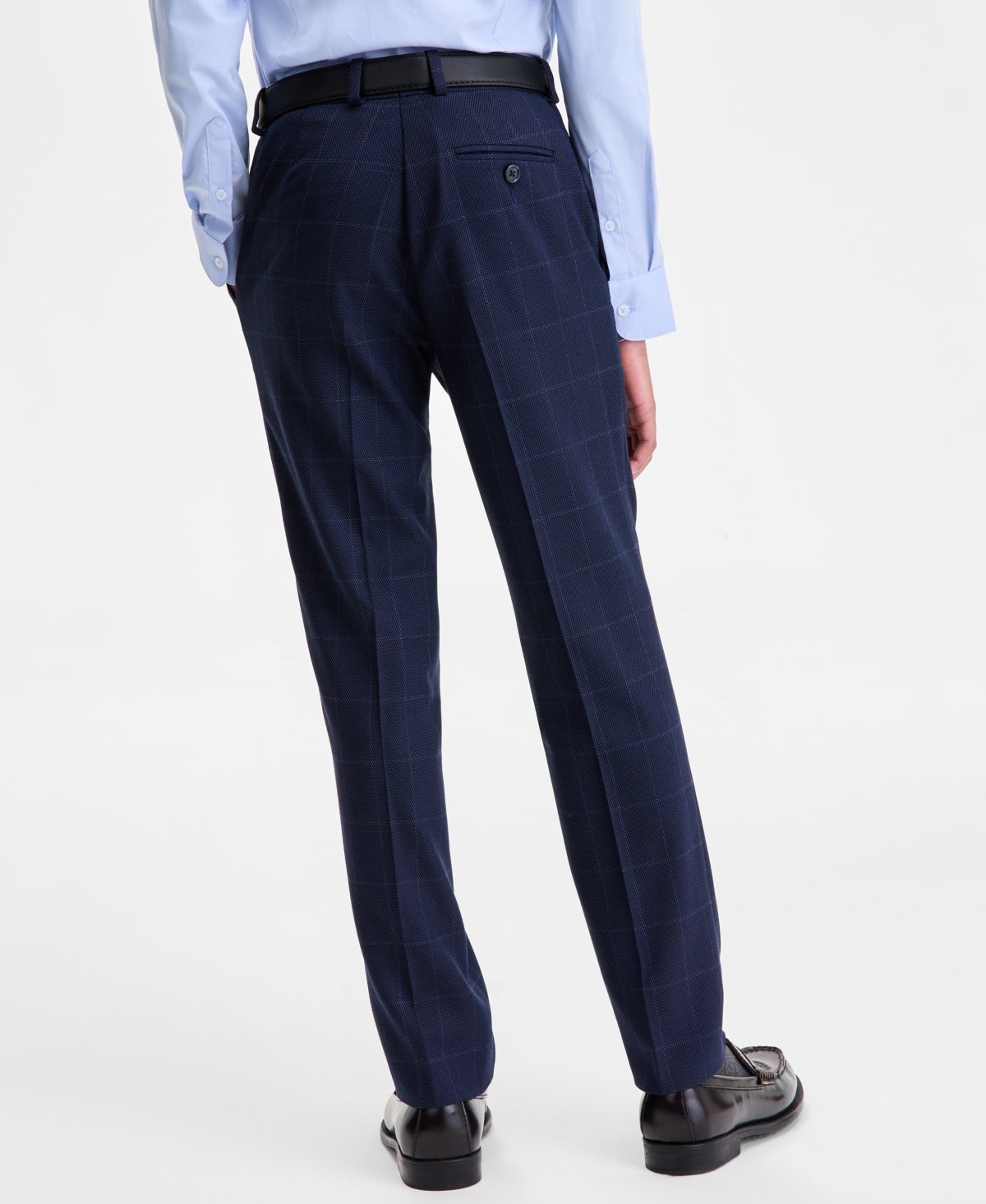 B By Brooks Brothers Boys 8-20 Blue Birdseye Window Classic Pants In Blue