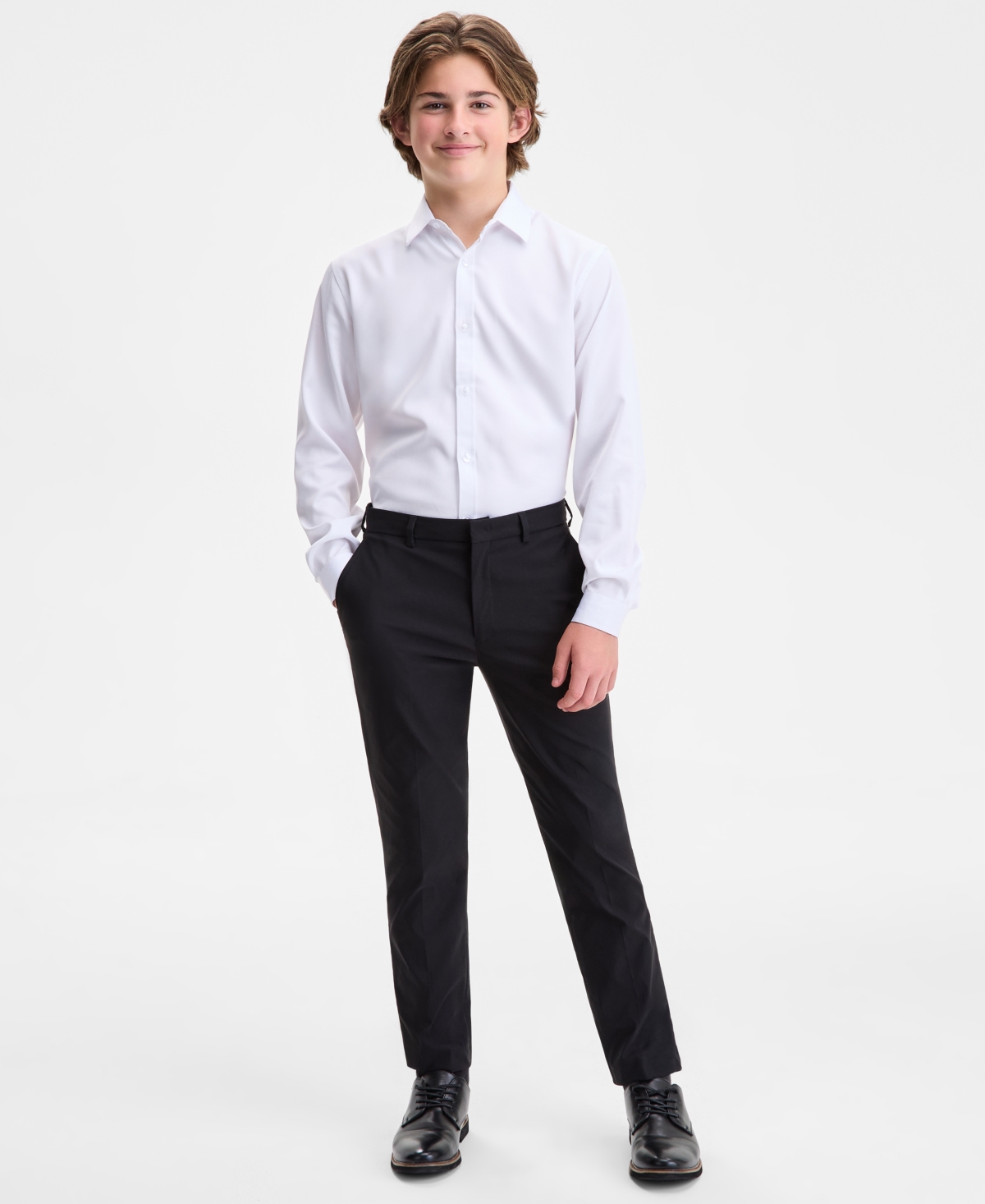 B By Brooks Brothers Boys 8-20 Black Plain Classic Pants In Black
