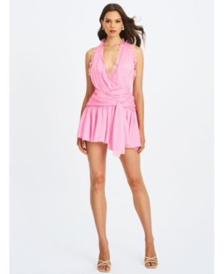 Women's Odelle Tulip Pink Crinkle Chiffon Wrap Dress