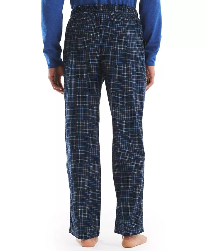 Men's Fleece Patchwork Plaid Pajama Pants - thumbnail 4