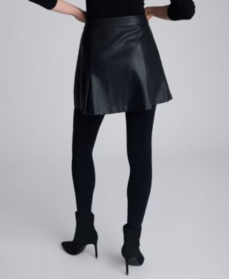 Women’s Faux Leather Pleated Mini Skirt