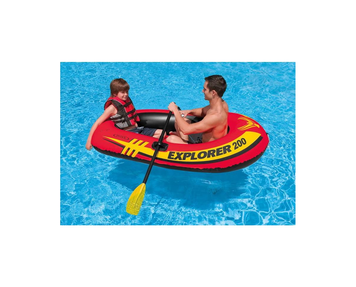 Intex Explorer 200 Inflatable 2 Person River Boat Raft Set with 2 Oars & Pump