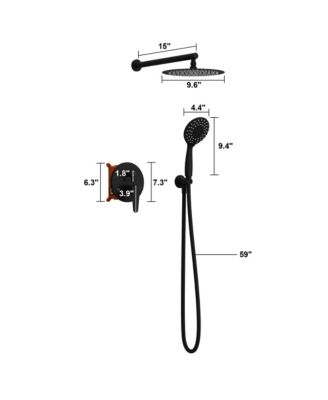 10-Inch 5-Spray Shower Faucet Handheld Shower Combo Kit with Rain Shower Head With Valve