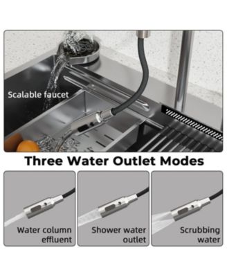 33.2-Inch Drop-in Single Bowl 304 Stainless Steel Kitchen Sink Set