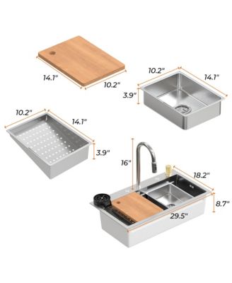 30&amp;#x22; Single Bowl Stainless Steel Drop-In Kitchen Sink with Pull-Down Faucet and Accessories