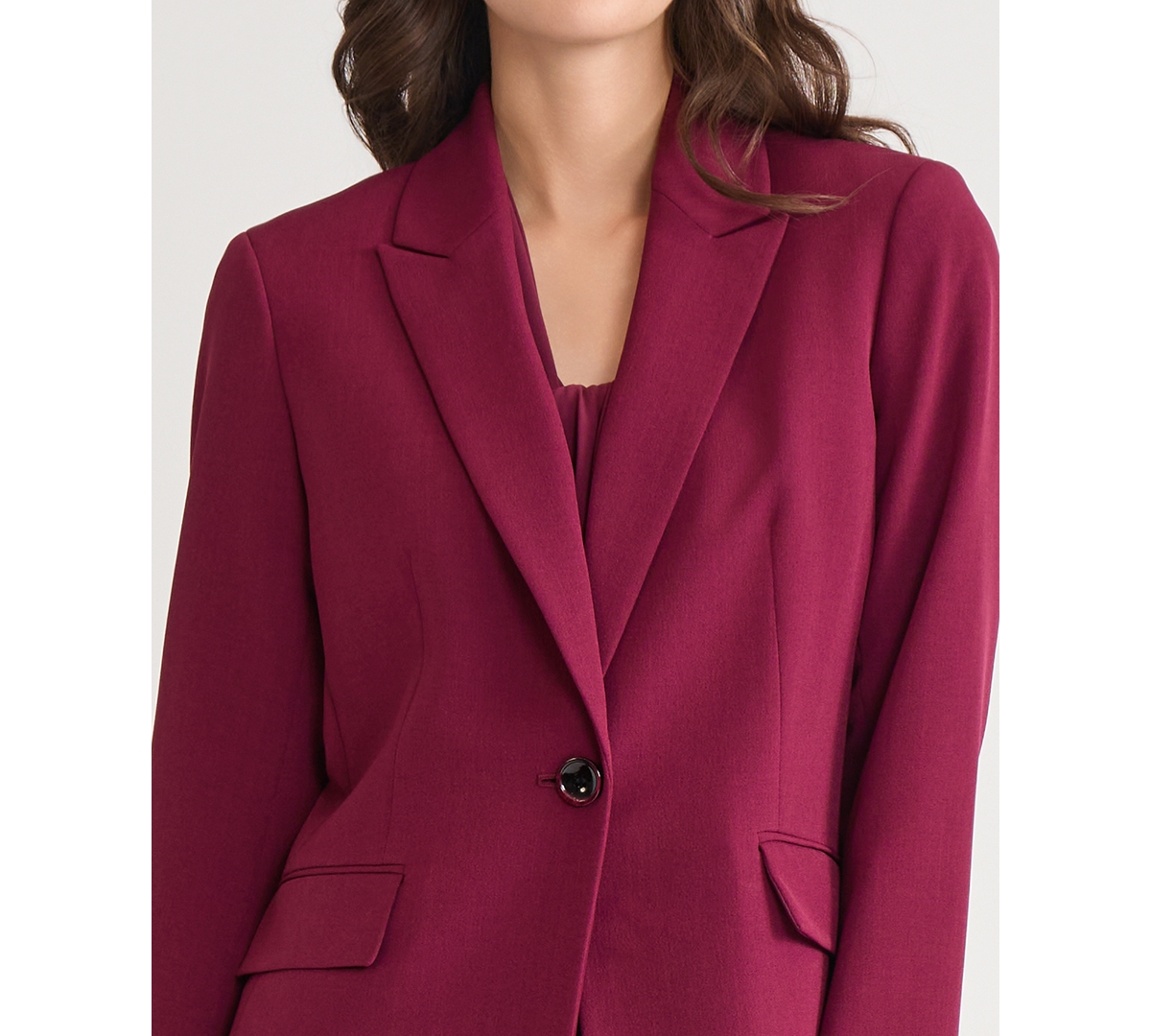Kasper Compression One-button Long-sleeve Jacket, Regular & Petite In Red