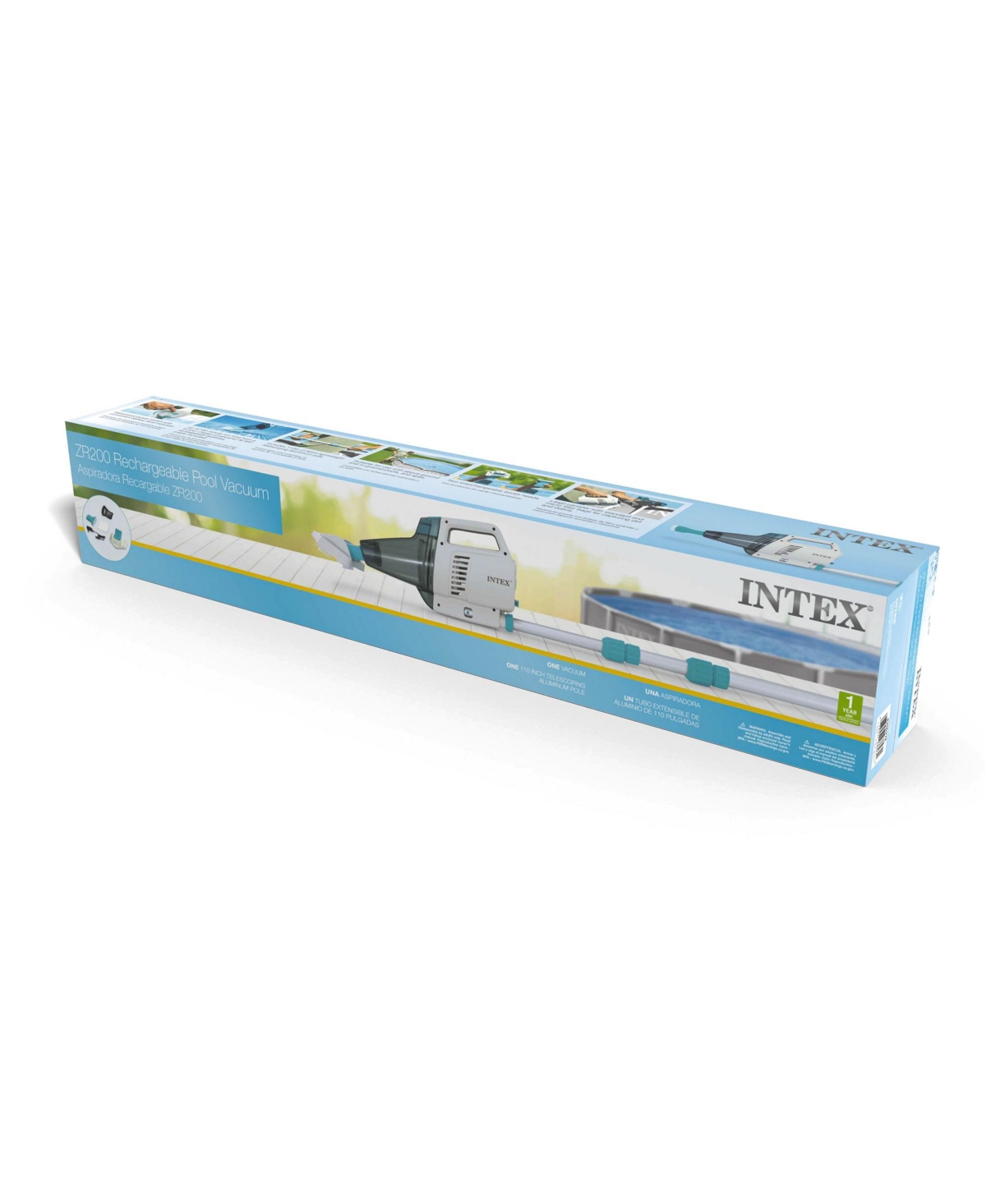 Intex ZR200 Rechargeable Cordless Telescoping Pool Vacuum with 2 Brush Heads