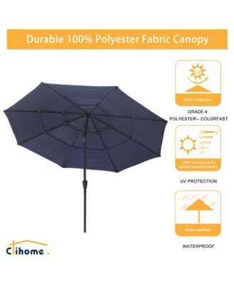 3-Tier Patio Umbrella,10ft Outdoor Patio Table Umbrella Large Umbrella Pool Umbrella For Deck, Pool, Garden, Patio，Red