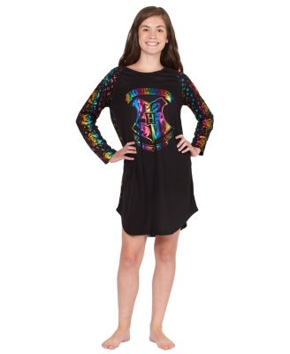 Little Girls Hogwarts Rainbow Hologram Long-Sleeve Raglan Nightgown Kids' Pajama