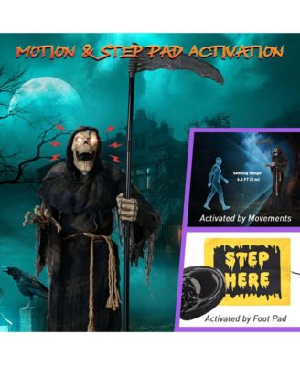 Halloween Grim Reaper 6FT Animated with Scythe Motion Activated AC 100V-240V Yard Haunted House Decor 2025