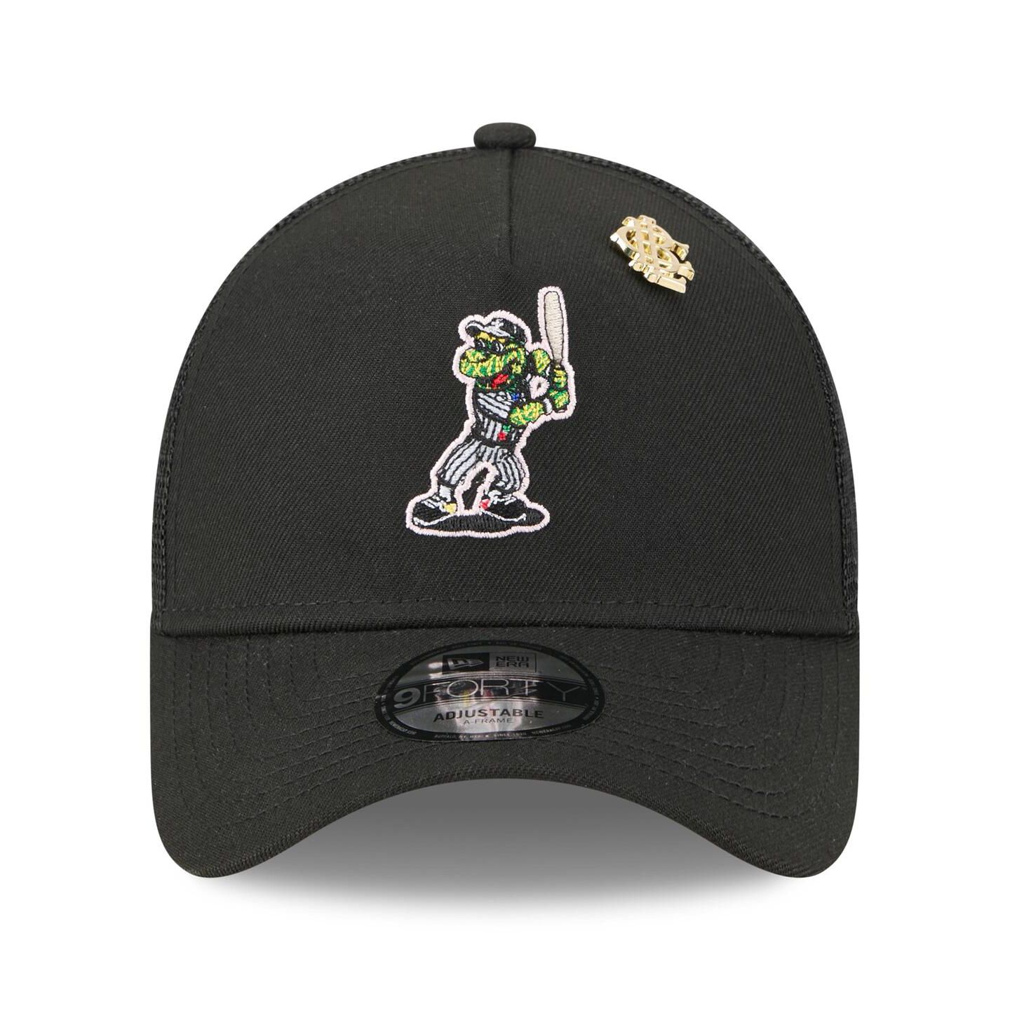 Мужская кепка New Era Black Chicago White Sox 2025 Big League Chew A-Frame 9FORTY Adjustable Trucker Hat — фото 4