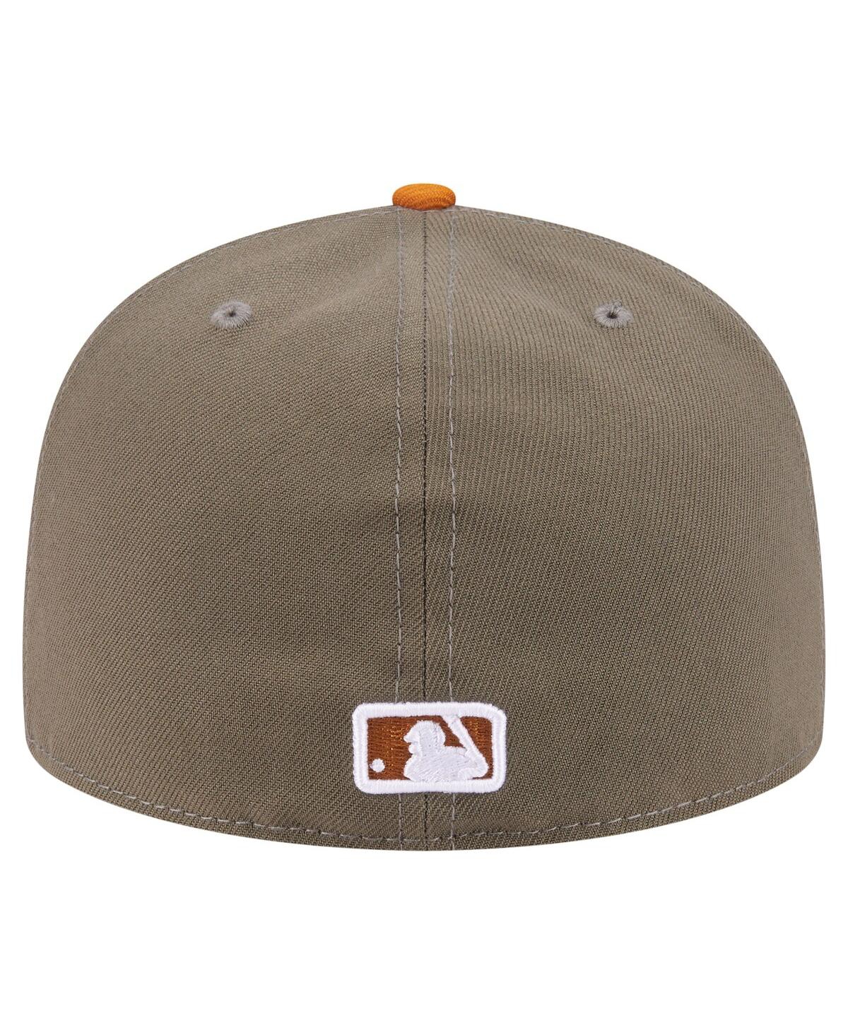 New Era Men's Olive/Orange Houston Astros Two-Tone Color Pack A-Frame 59FIFTY Fitted Hat