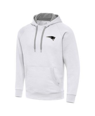 Men's White New England Patriots Brushed Carbon Victory Pullover Hoodie