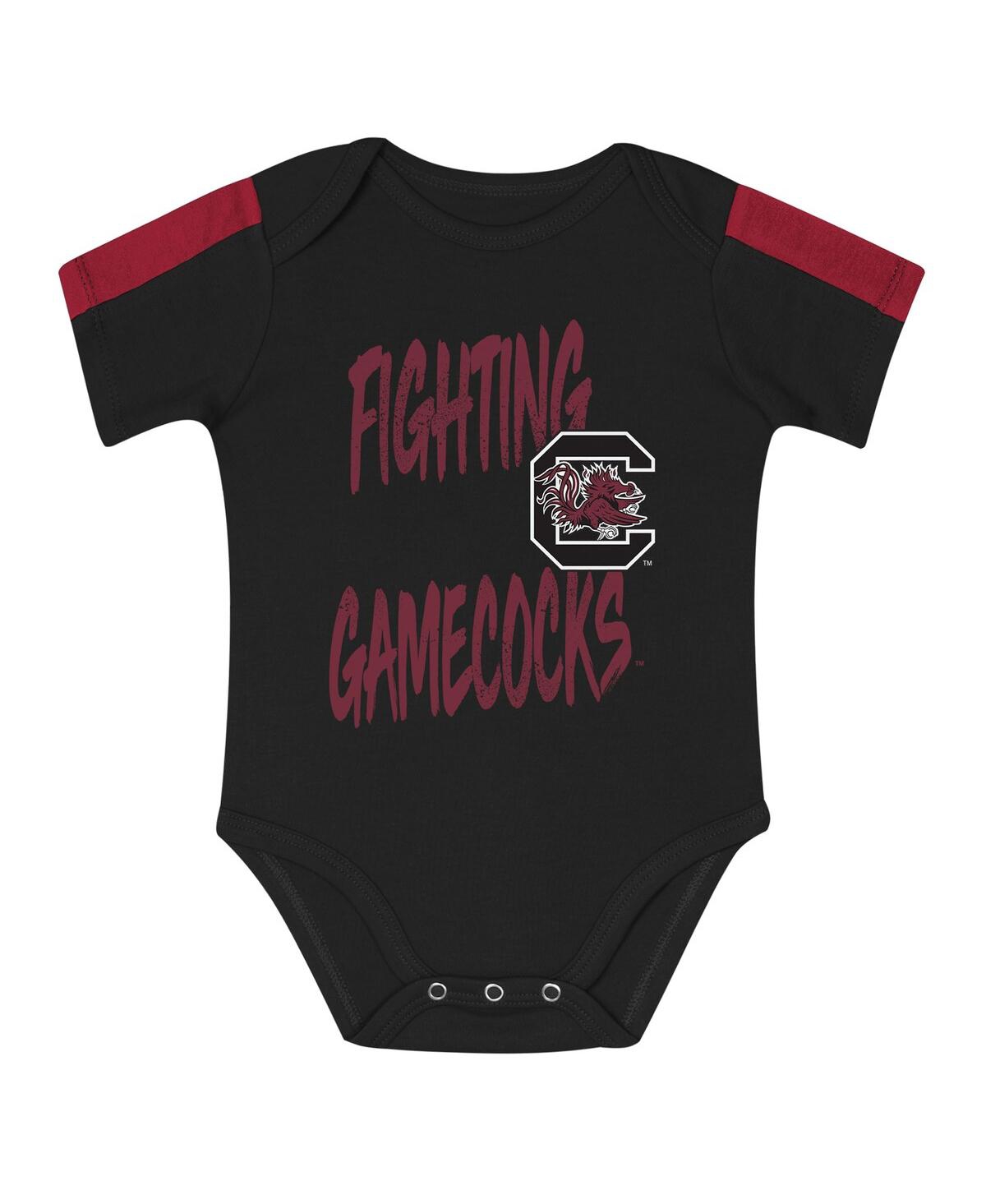 Outerstuff Baby Boys And Girls 3-piece Garnet/black South Carolina Gamecocks Double Down Bodysuit And Pants Set In Multi