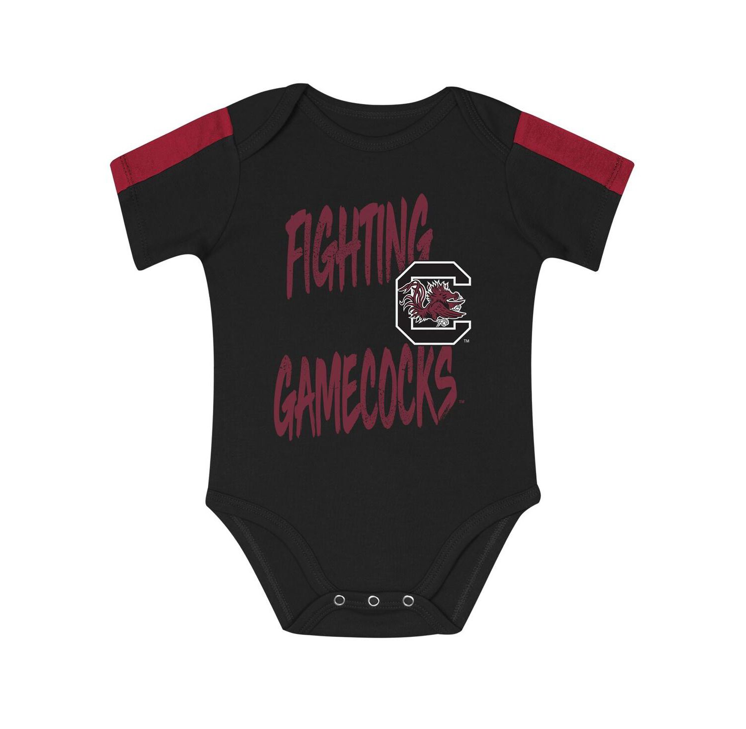 Baby Boys and Girls 3-Piece Garnet/Black South Carolina Gamecocks Double Down Bodysuit and Pants Set