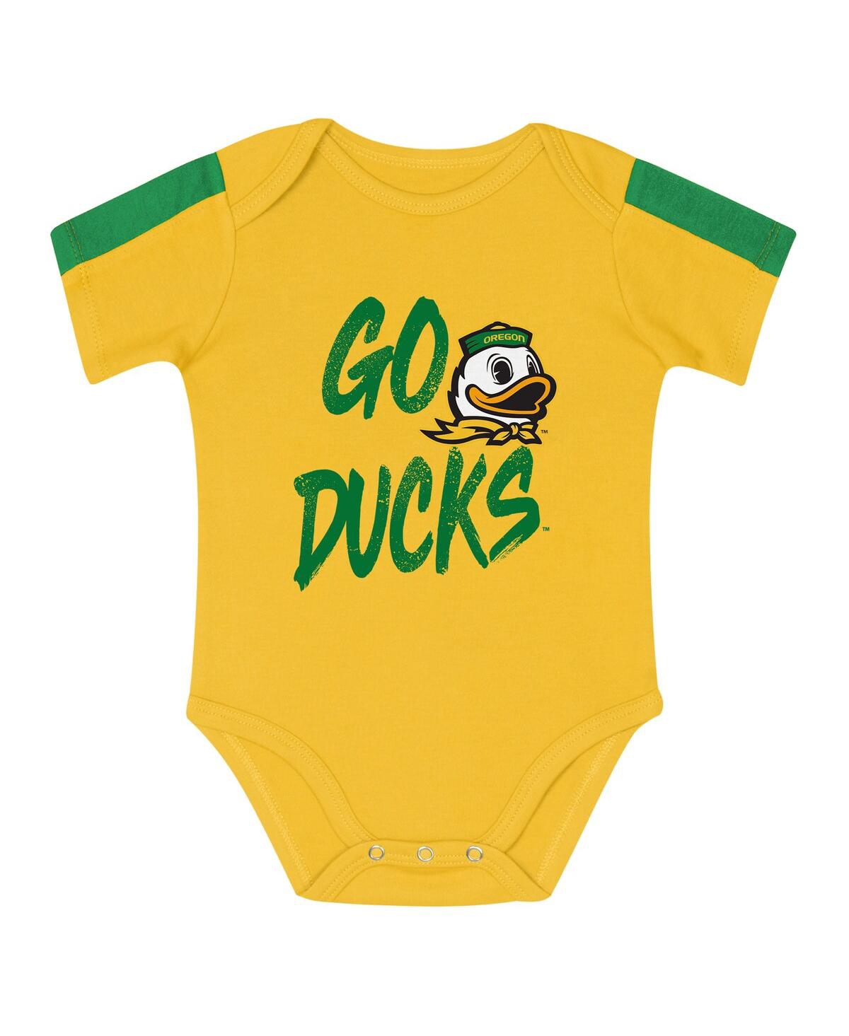 Outerstuff Baby Boys and Girls 3-Piece Green/Yellow Oregon Ducks Double Down Bodysuit Pants Set