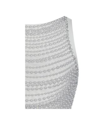 Women Iliana White Pearl Chain Embellished Midi Dress