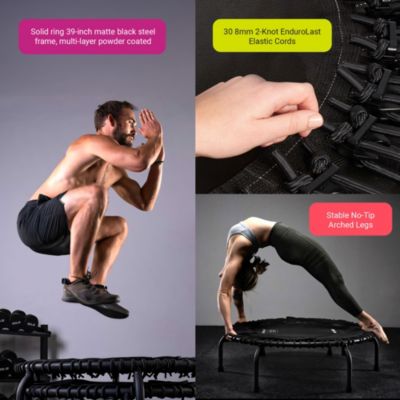 250 Workout Rebounder for Adults, 39" Mini Fitness Trampoline, Black