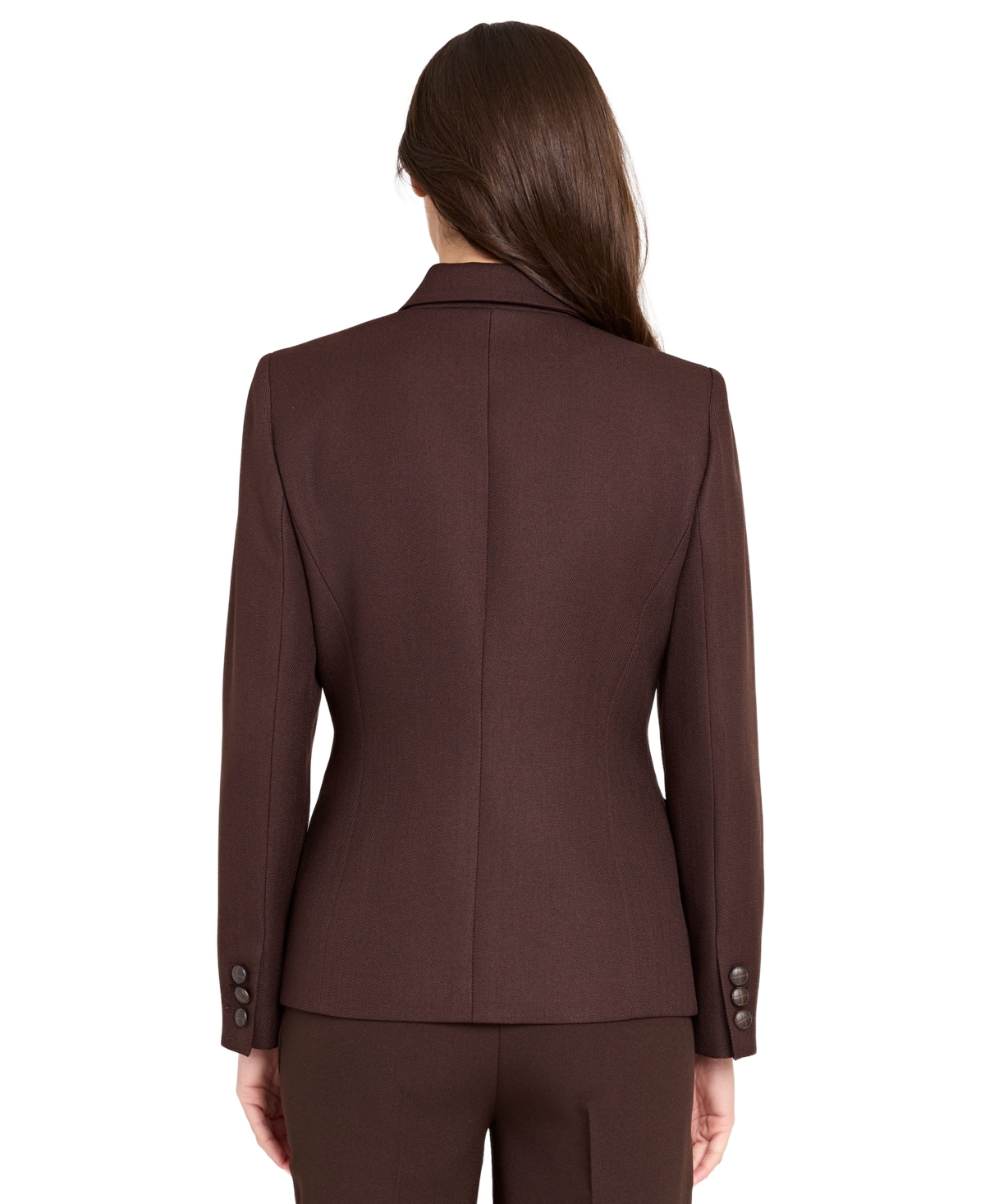 Tahari Asl Women's Herringbone Peak Lapel Blazer, Regular And Petite In Brown