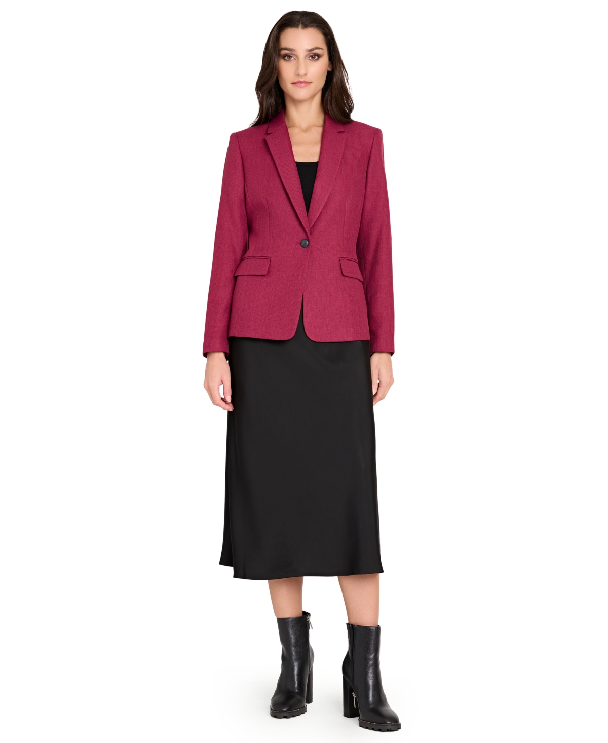 Tahari Asl Women's Herringbone Peak Lapel Blazer, Regular And Petite In Pink