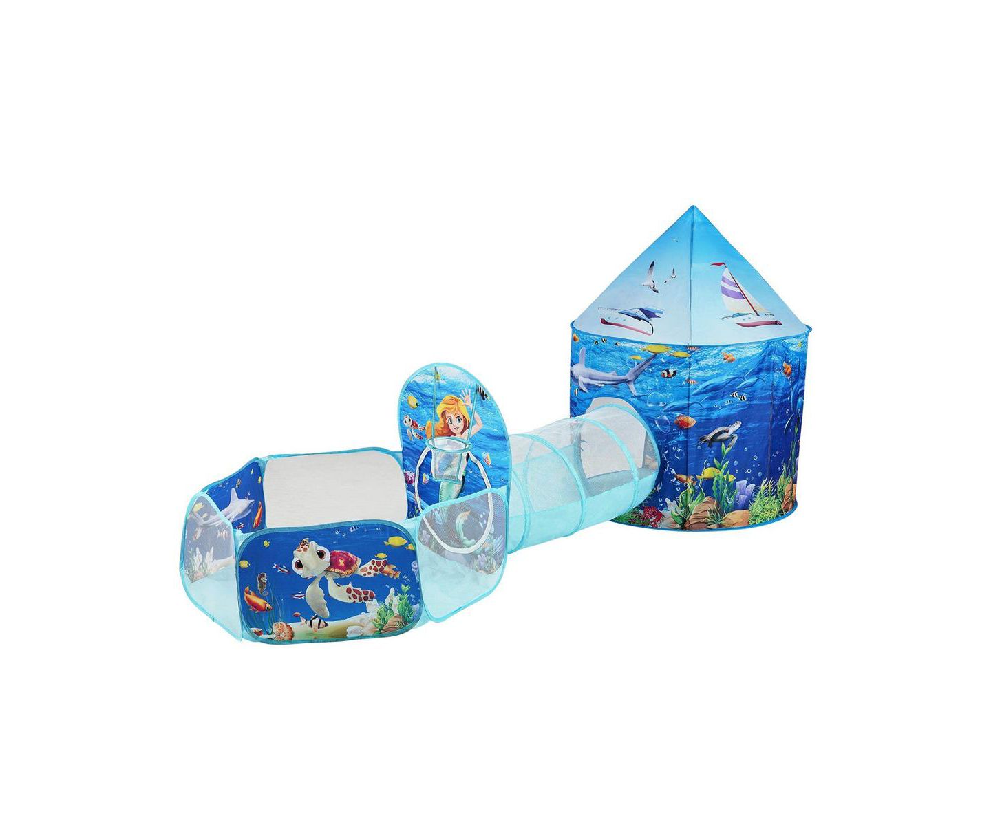 Детские игрушки Lycvki Pop-Up Tent, Tunnel and Ball Pit with Basketball Hoop, 3-Piece Set, Ages 2+ — фото 1