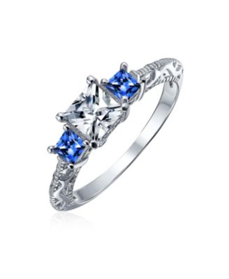 CZ Three Stone Past Present Future Cubic Zirconia Promise Ring Sterling