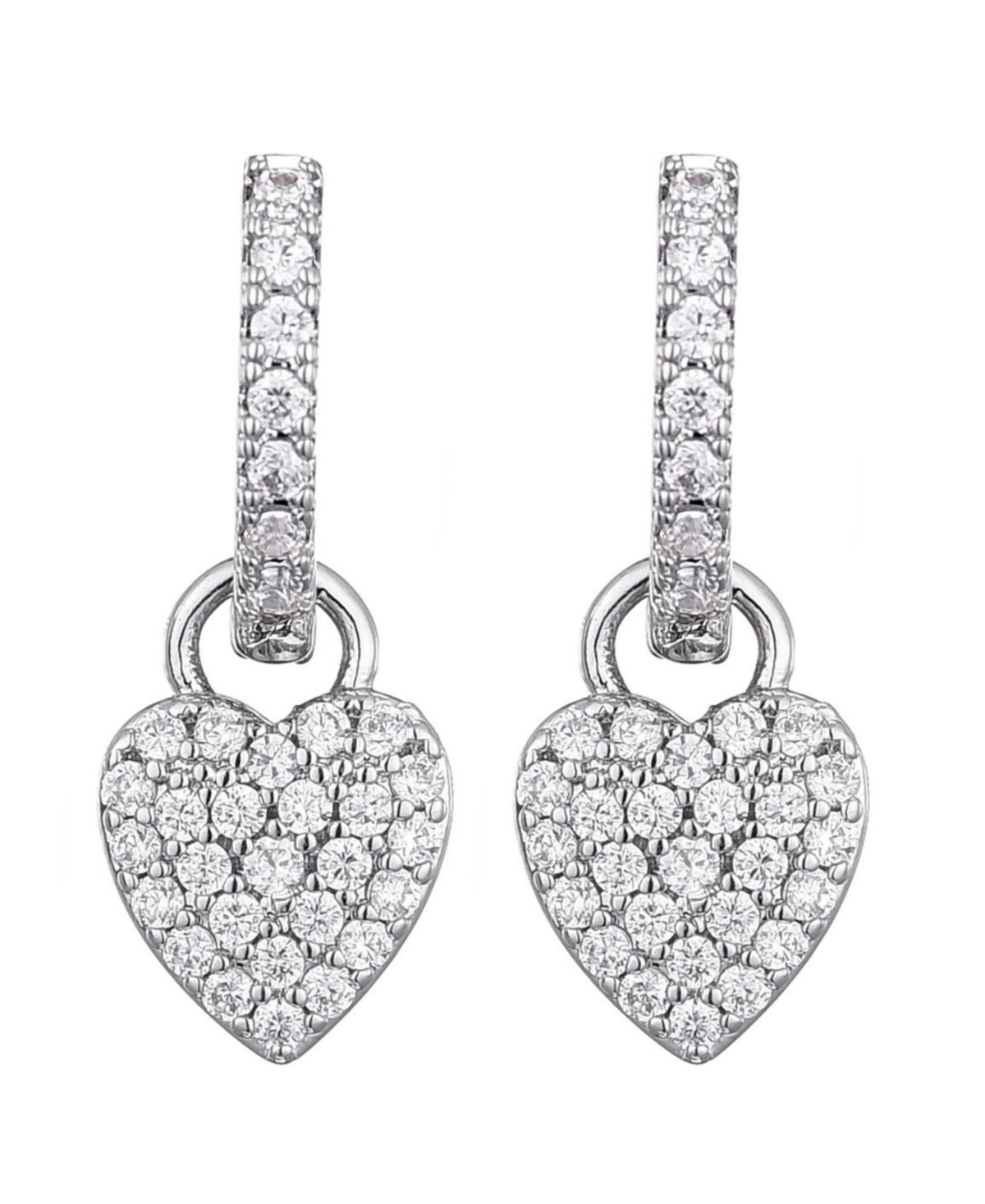 Adornia Cubic Zirconia Heart Drop Huggie Hoop Earrings In Silver