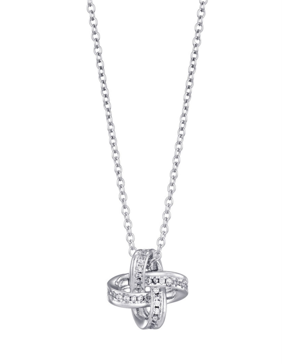 Adornia Cubic Zirconia Braided Knot Pendant Necklace In Metallic