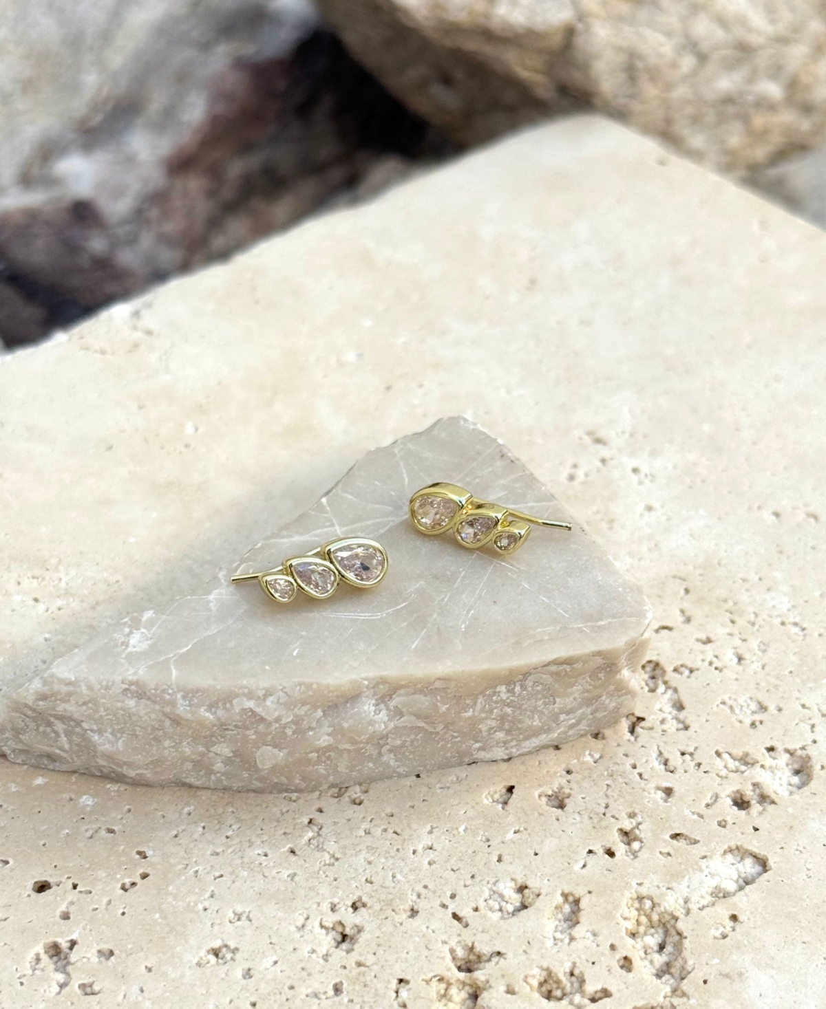 Adornia Gold Crystal Climber Earrings