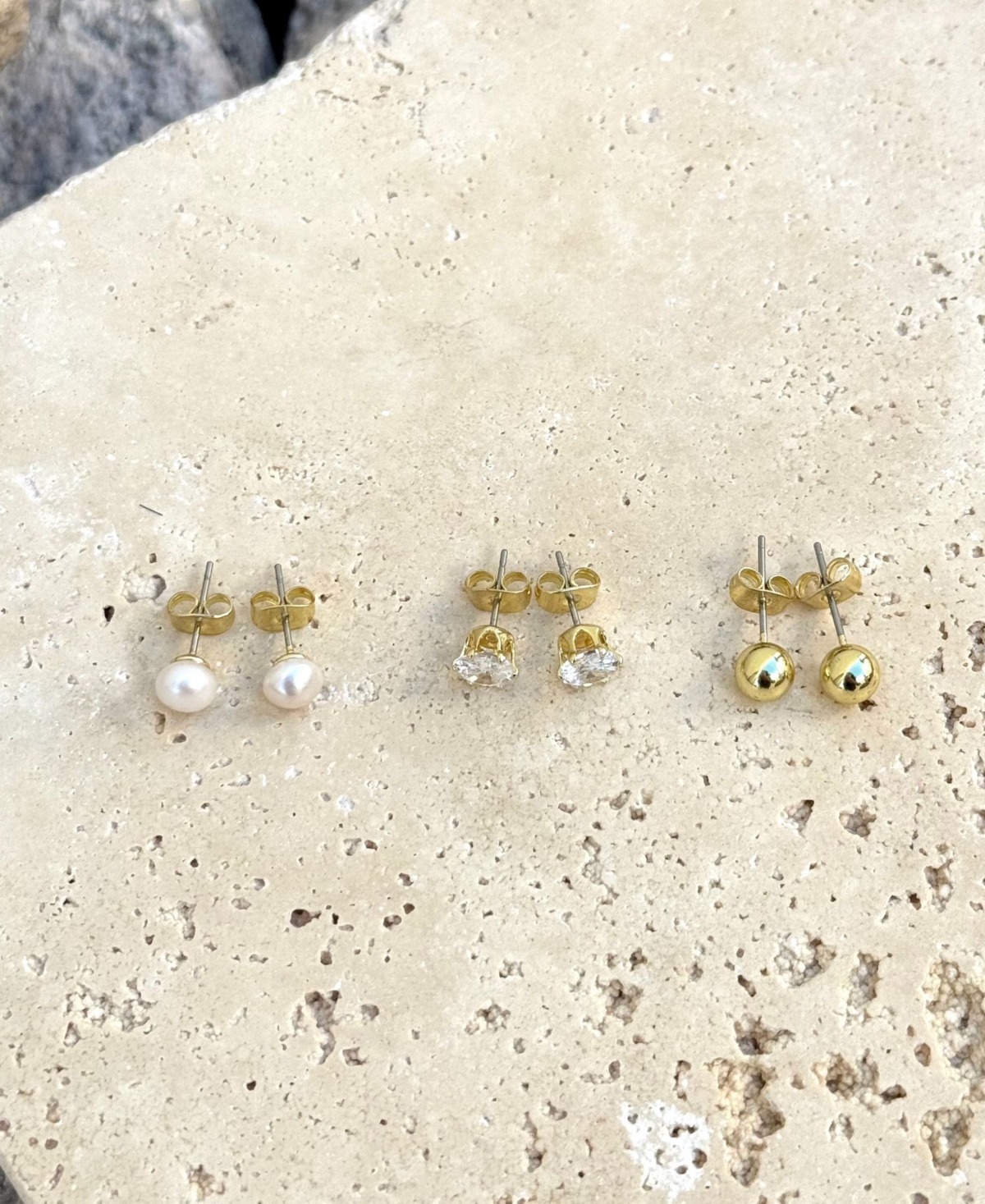 Adornia 14k Plated 5mm Pearl Stud Earring Set In Gold