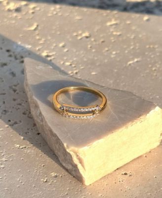 Gold CZ Link Ring