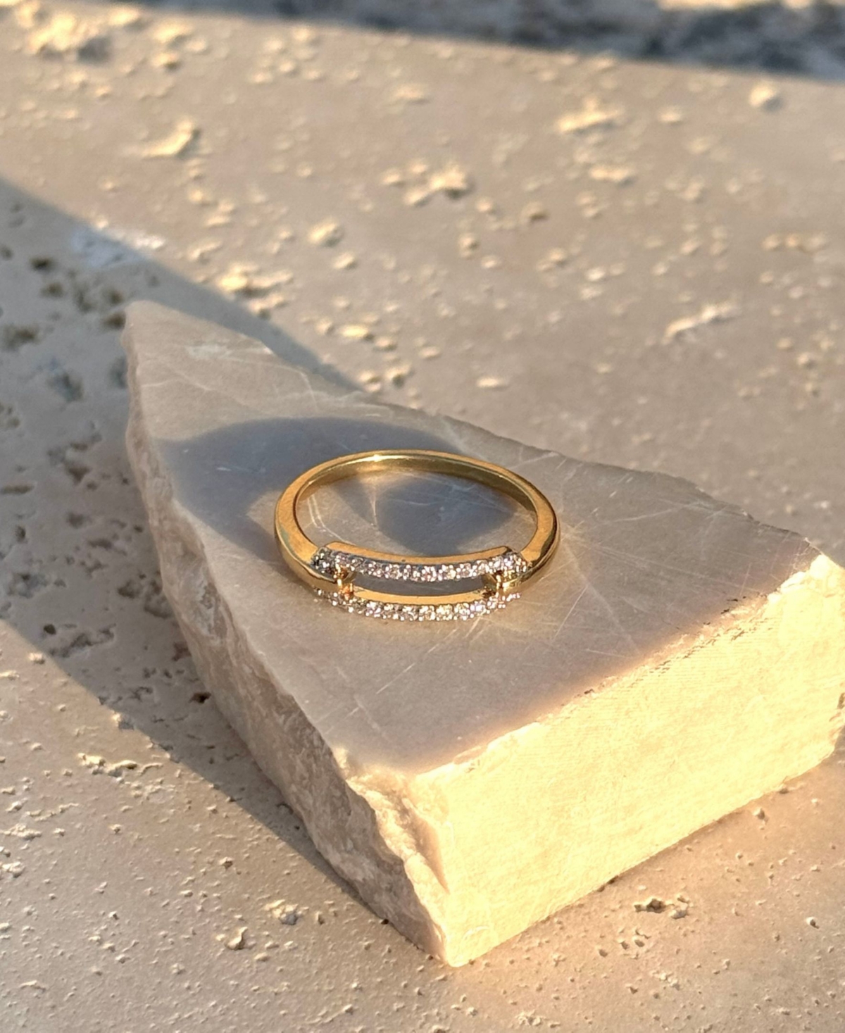 Adornia 14k Gold Plated Cubic Zirconia Link Ring In Gold