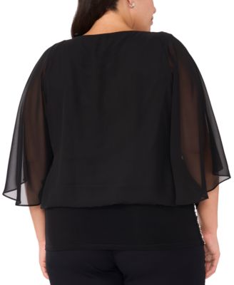 Plus Size Embellished Chiffon Blouse