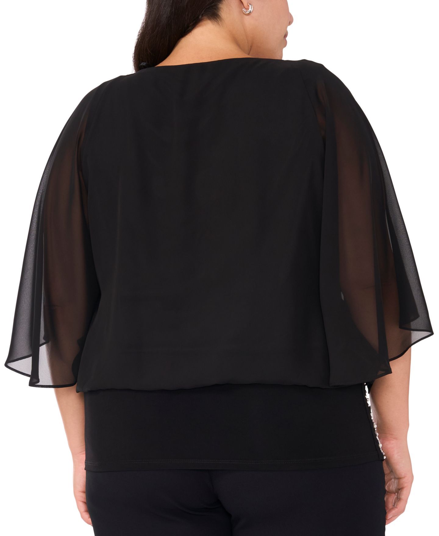 Женская блузка MSK Plus Size Embellished Chiffon Blouse, цвет: Чёрный — фото 5