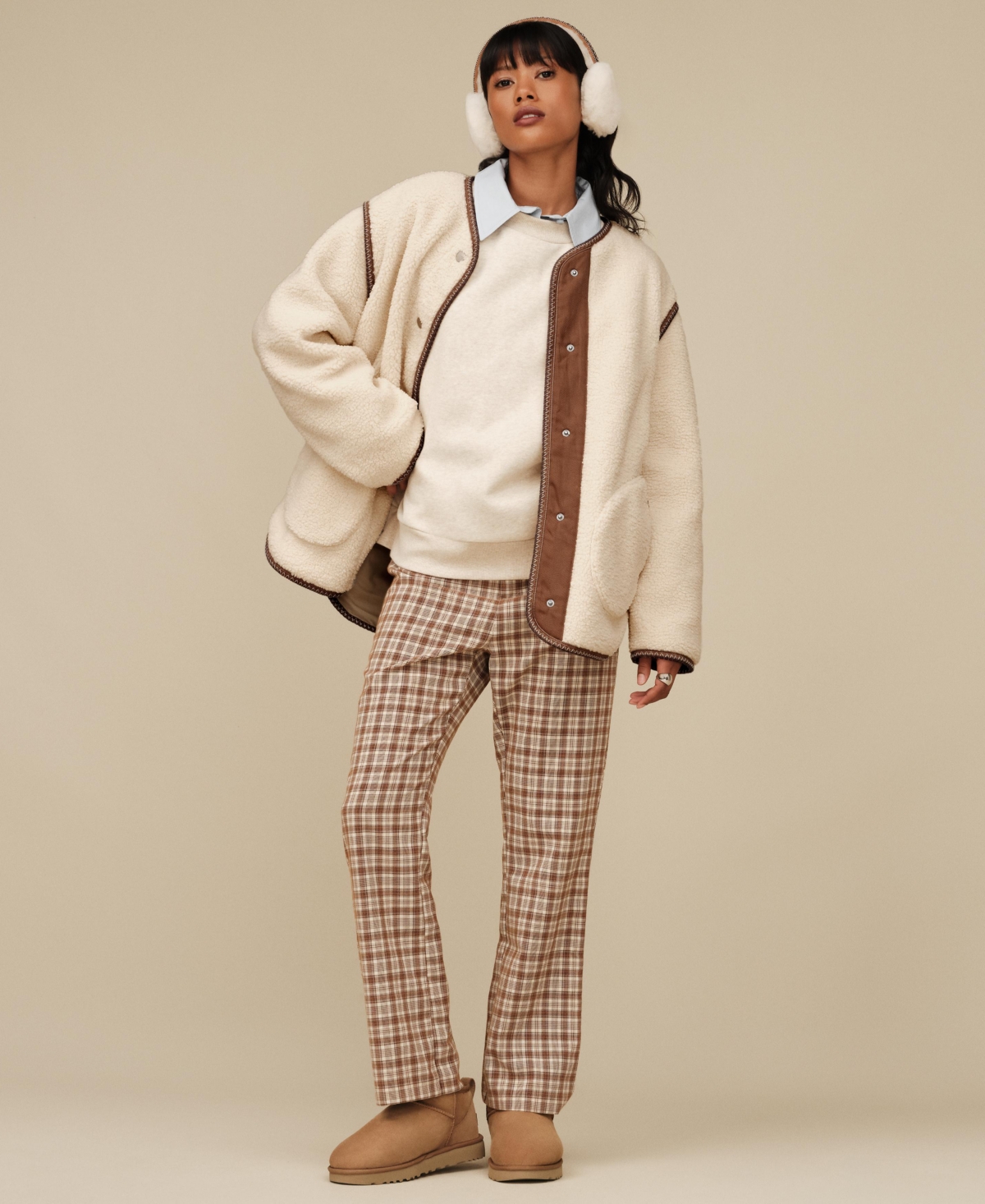 Ugg Women's Emerson Braid Front-placket Jacket In Neutral
