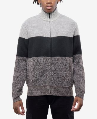 Men's Full Zip Mock Neck Sweater With Fleece Lining