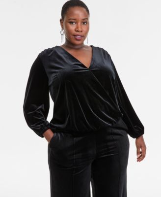 I.N.C. International Concepts - Plus Size Velvet V-Neck Top