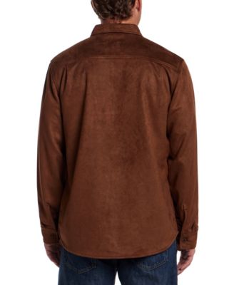 Men's Button Front Faux Suede Overshirt